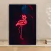 Flamingo - Roze - Neon - Licht canvas 2cm klein -sfeer1