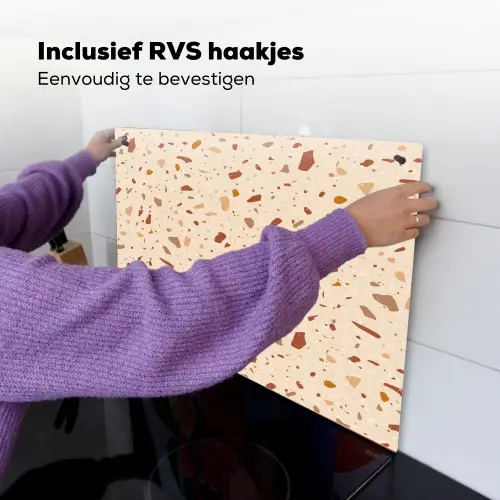 Terrazzo -  Patroon - Kleurrijk - Steen Inductie beschemer met haakjes klein 777 -ky-ophangen-nl