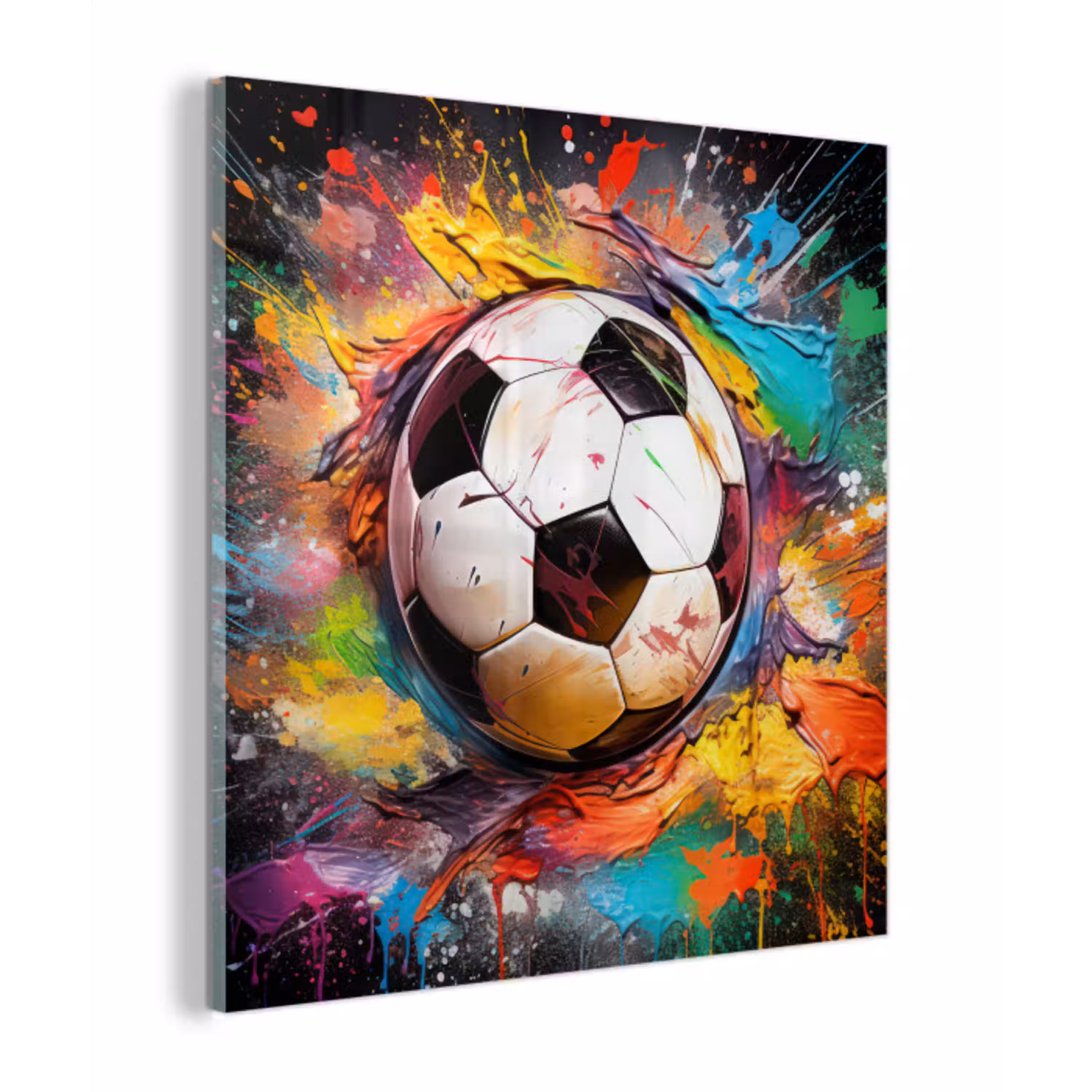 Voetbal - Verf - Kleuren - Zwart - Wit plexiglas 5mm klein -z3d