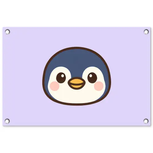 Pinguïn - Paars - Schattig tuinposter los doek klein -3d