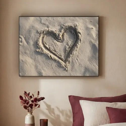 Hartvorm - Getekend - Beige - Zand Textielframe zwart klein -sfeer1