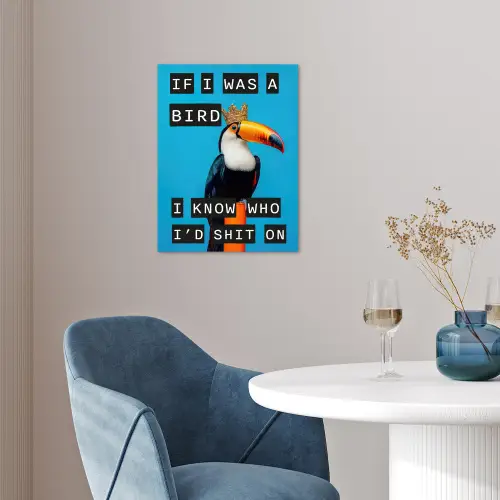 Vogel - Toekan - Blauw - Quotes poster papier klein -sfeer3