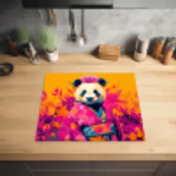 Kimono - Roze - Panda - Bloemenkroon Inductie beschermer vinyl 3mm middel -sfeer5