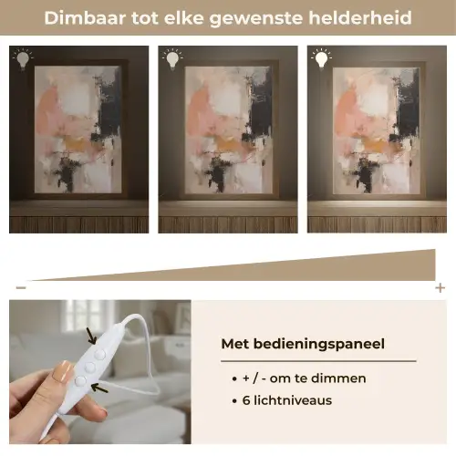 Kunst - Abstract - Beige - Verf Light Box met kabel (Tafellamp) klein -USP_dimbaarNL