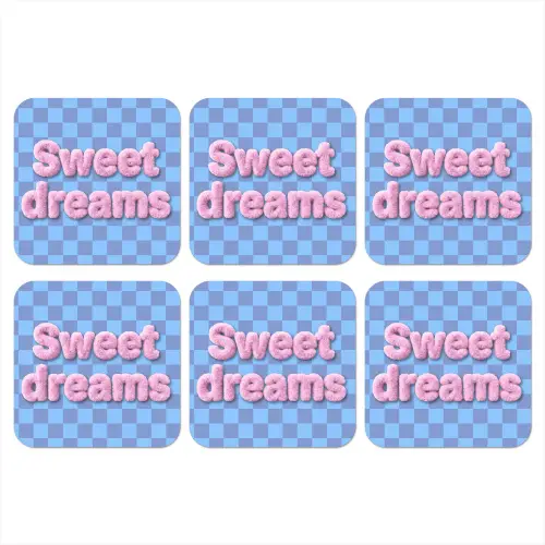 Sweet dreams - Vierkanten - Roze - Blauw onderzetter kurk middel -3d
