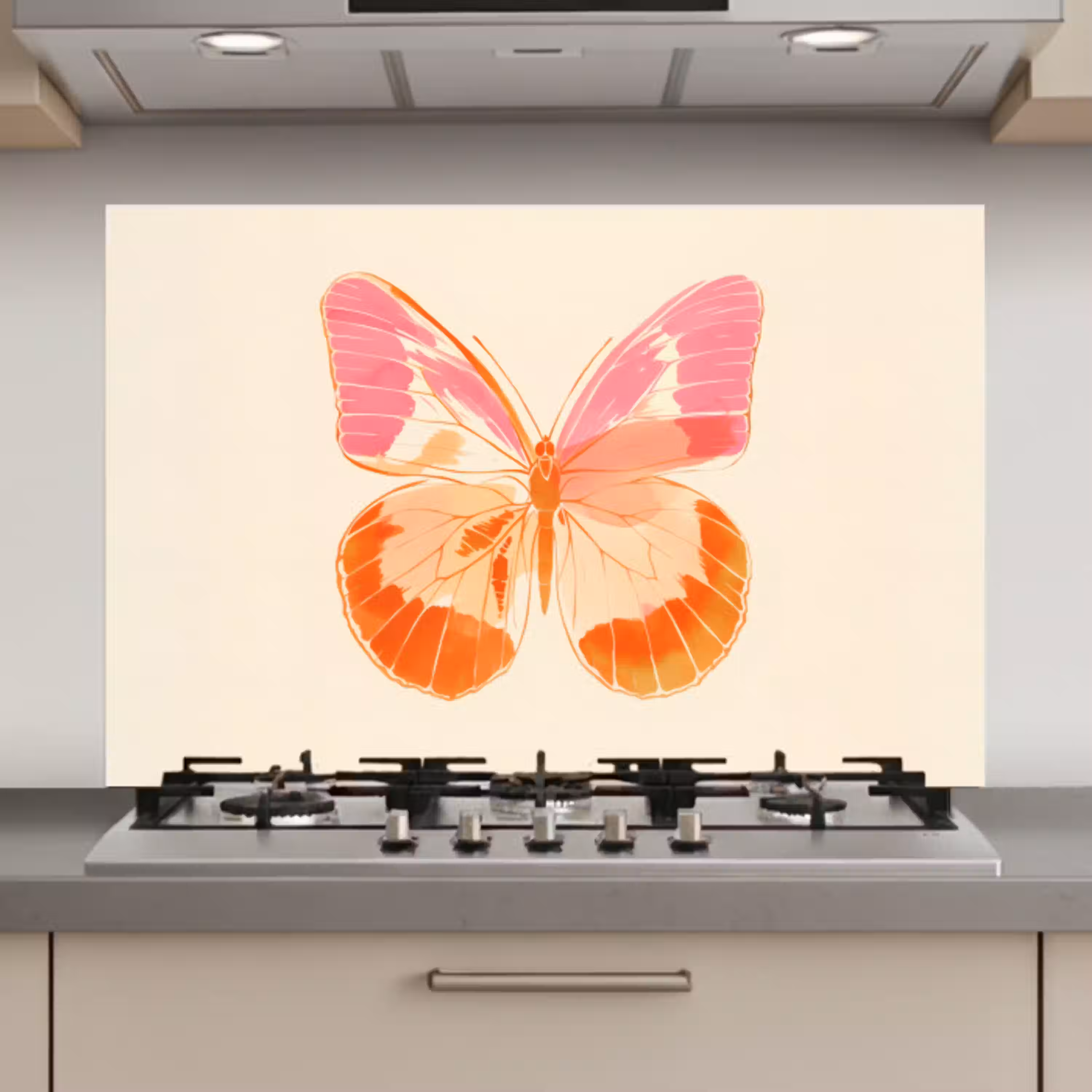 Oranje - Vlinder - Minimalistisch keuken achterwand spatscherm klein -3d_website