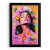 Portret - Bloemenkroon - Vrouw fotolijst zwart zonder passe partout klein -3d