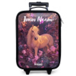 Paard - Bloemen - Paars - Vlinder Kinderkoffer - Zwart klein -zzz_website3d