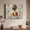 Vrouw - Verf - Abstract - Beige - Modern Textielframe zwart klein -sfeer3