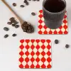 Golvend patroon - Retro - Rood - Beige onderzetter kurk middel 366 -sfeer2