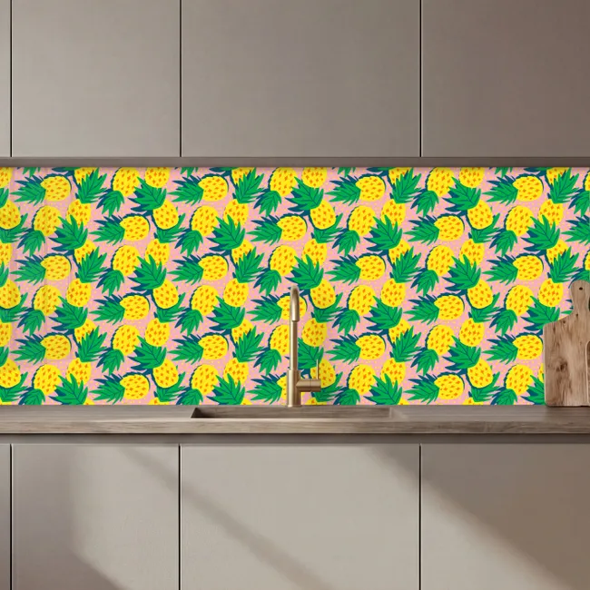 Revestimiento cocina - Piña - Amarillo - Verde - Tropical