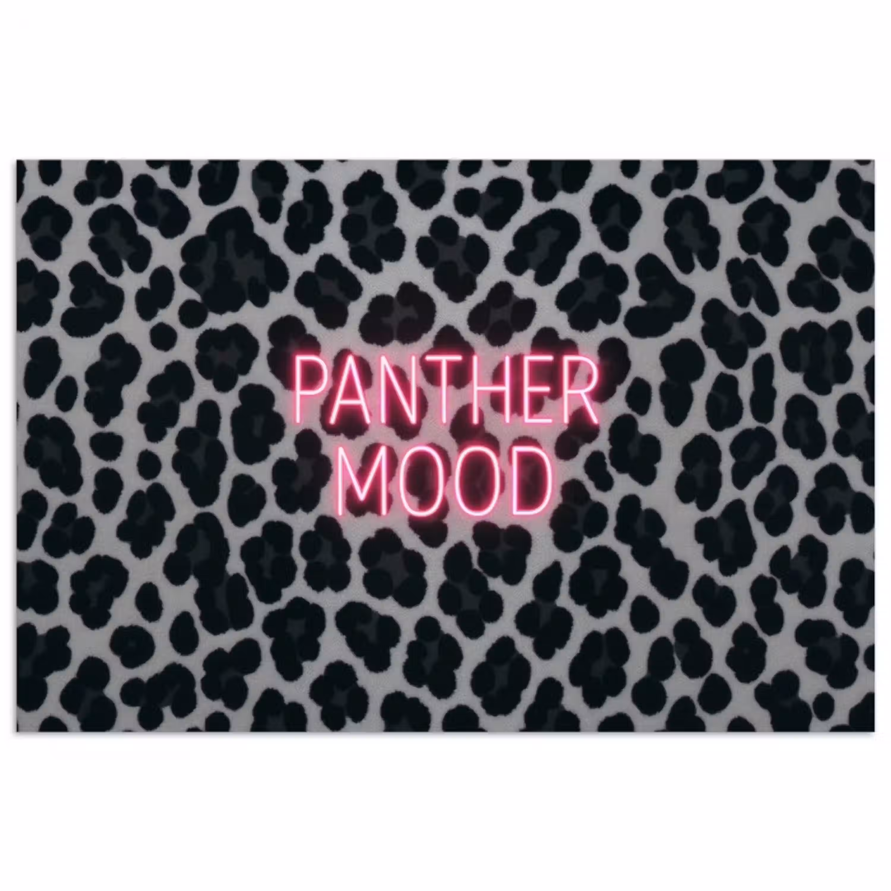 Panterprint - Zwart - Neonletters - Roze poster papier klein -3d