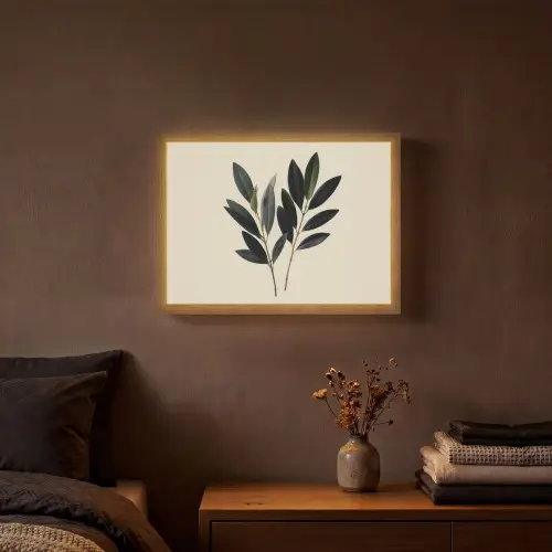 Ovaalvormige bladeren - Diep groen - Symmetrisch Light Box met batterij (Wandlamp) middel -sfeer4