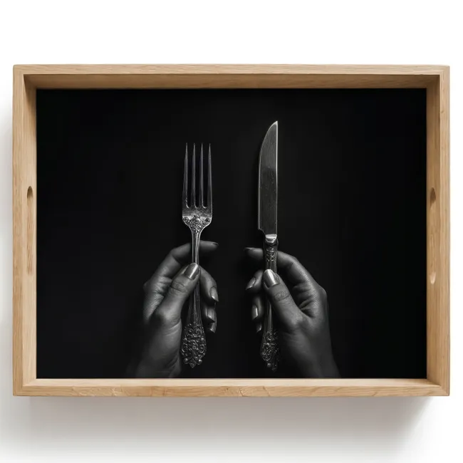 Dienblad - Bestek - Zwart - Wit