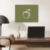 Lijntekening - Appel - Olijfgroen - Blaadje PET vilt klein -sfeer5