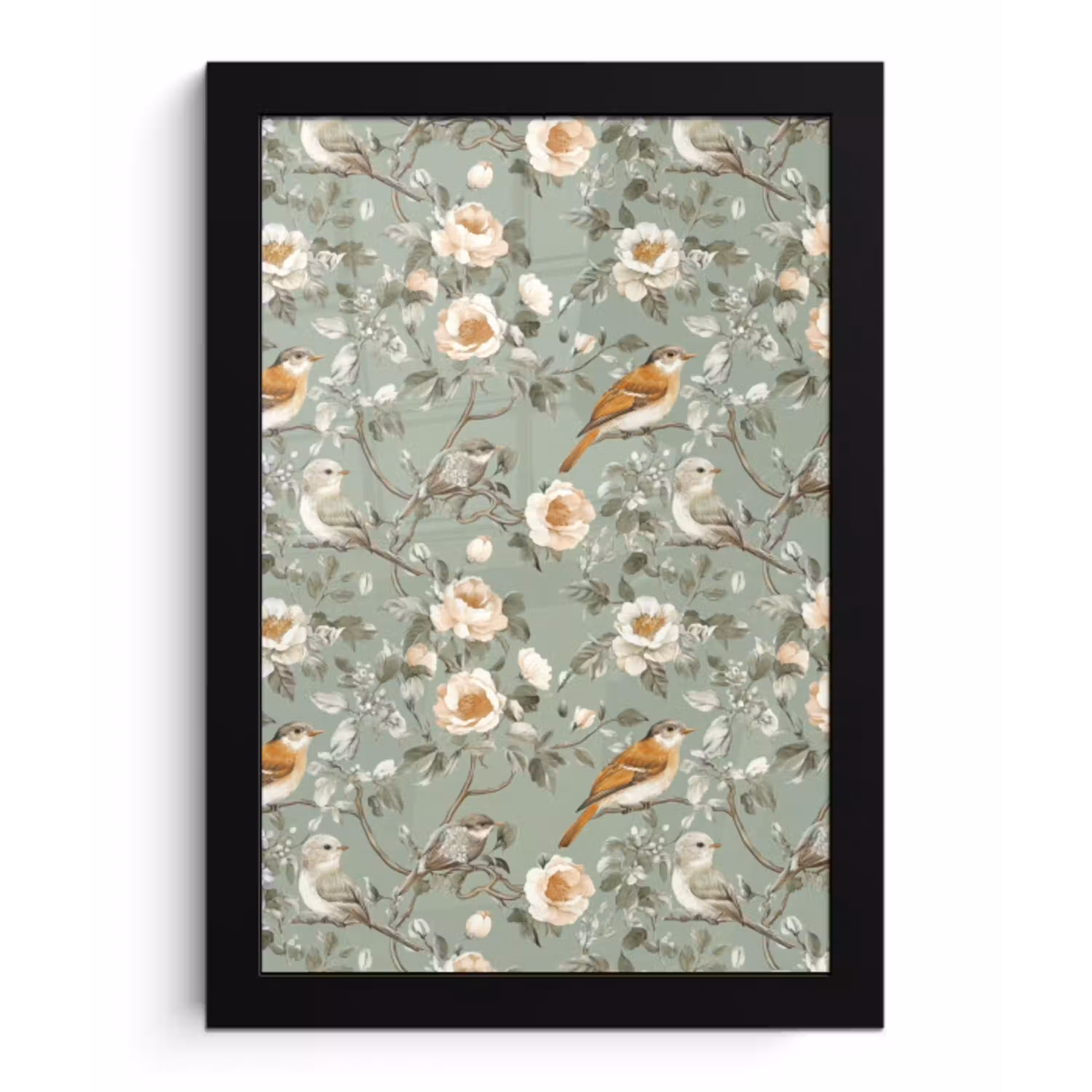 Roze - Vogels - Kleurrijk fotolijst zwart zonder passe partout klein 224 -3d