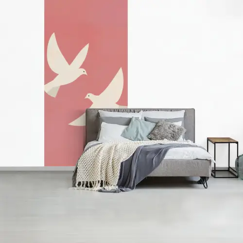 Duiven - Wit - Sierlijk fotobehang vinyl groot -slaapkamer