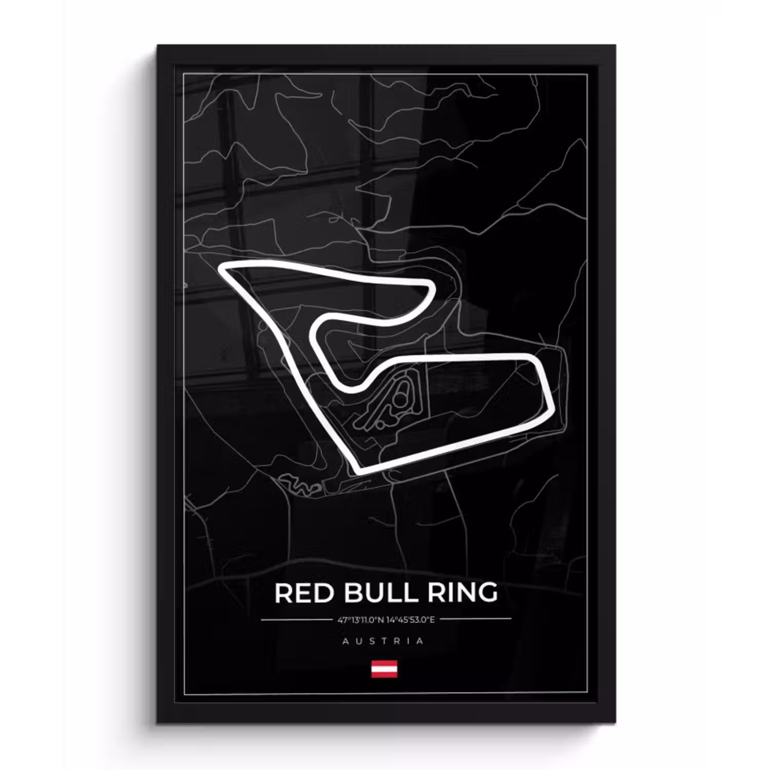 Poster met lijst - F1 - Racebaan - Red Bull Ring - Oostenrijk - Circuit - Zwart