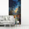 Auto - Skyline - Zon - Blauw fotobehang vinyl groot -woonkamer