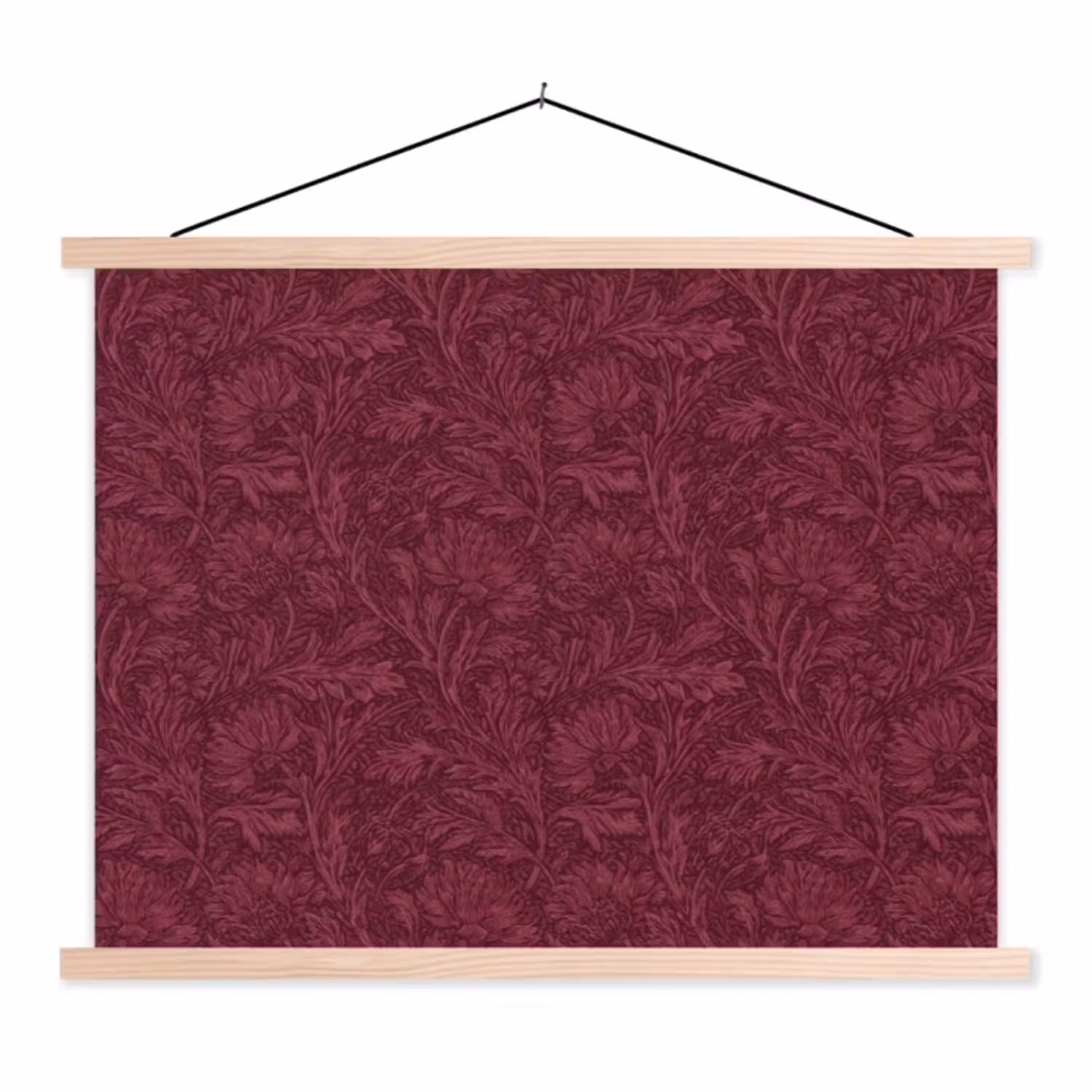 Bladeren - Patroon - Paars textielposter latten blank klein 122 -3d