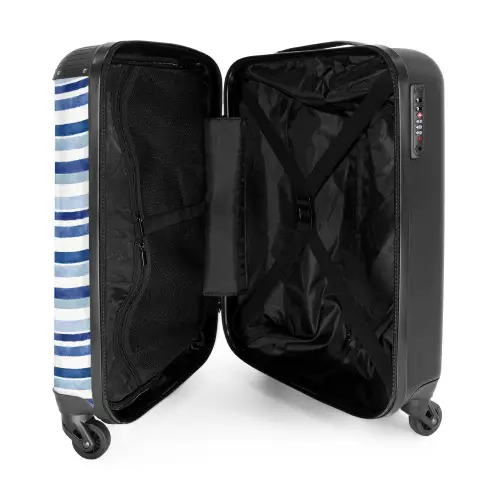 Strepen patroon blauw NBS - Handbagage koffer - Kinderen Unisex middel -binnenkant