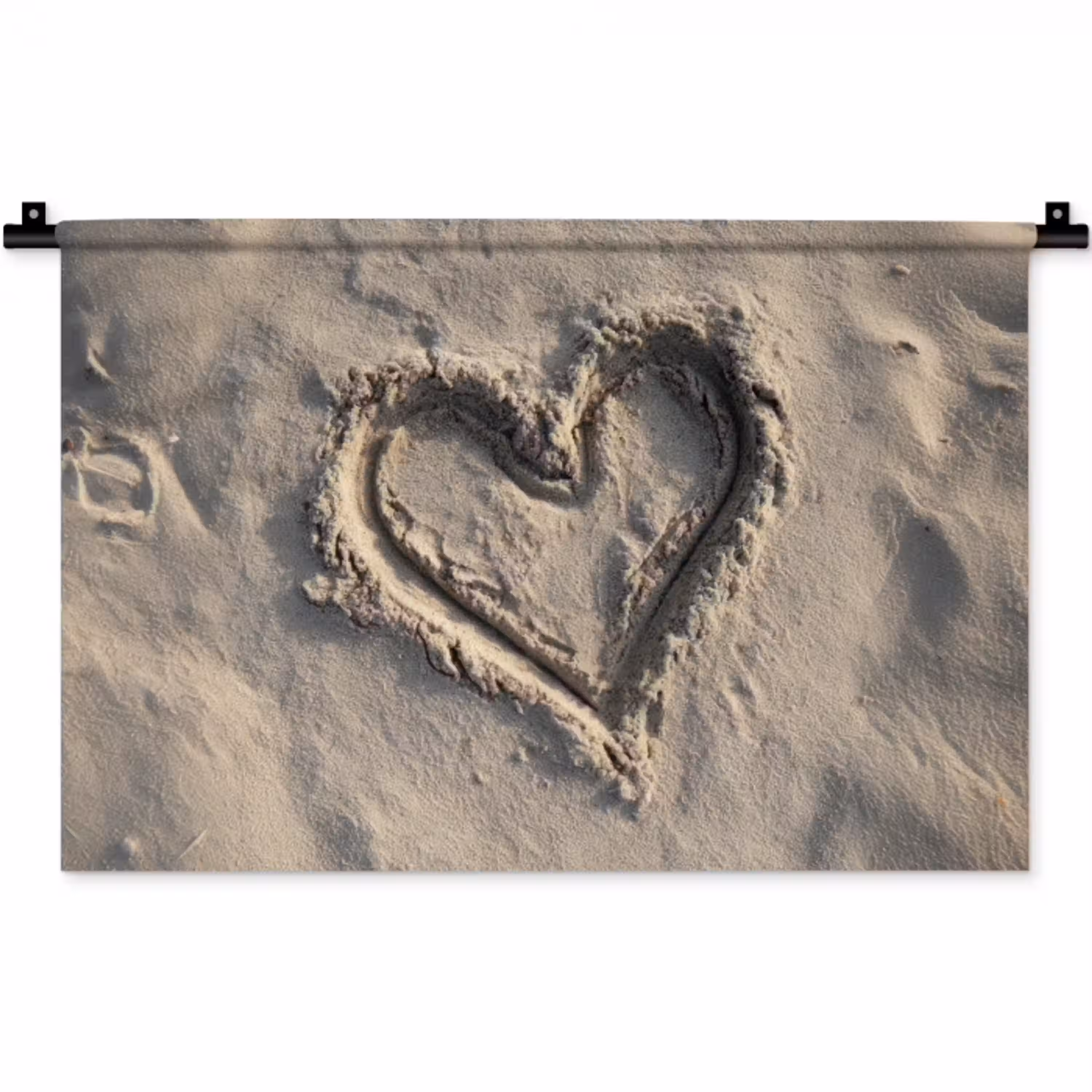 Hartvorm - Getekend - Beige - Zand Wandkleed katoen klein -zz3d