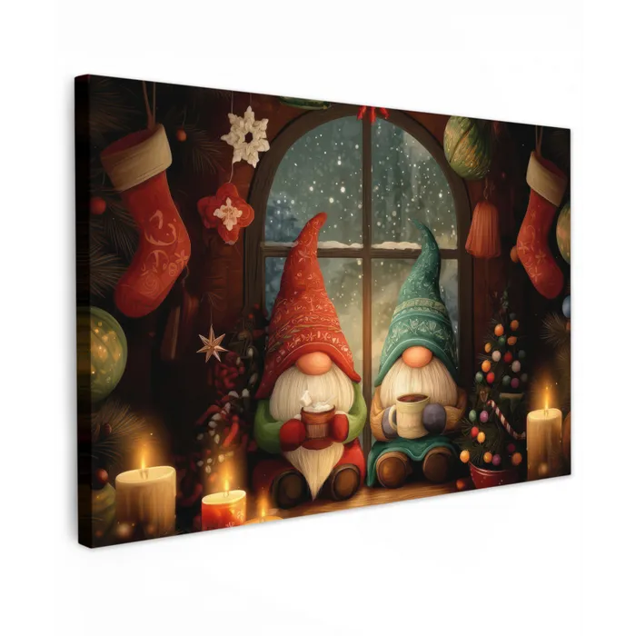 Gnooms - Kerst - Raam - Kleurrijk canvas 2cm klein -z3d
