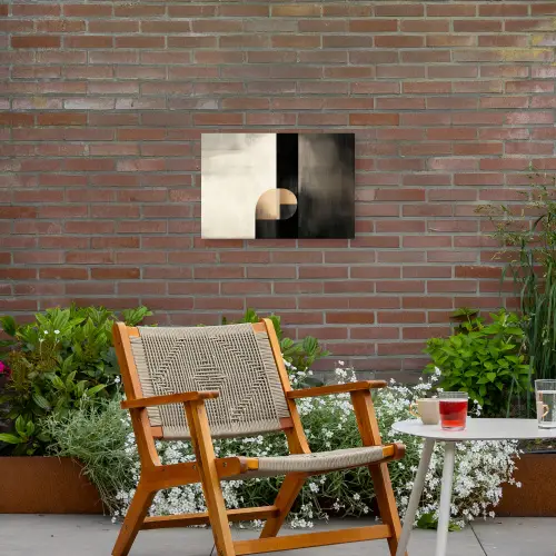 Vormen - Modern - Zwart Tuinposter op houten frame 2 cm dik klein -sfeer3