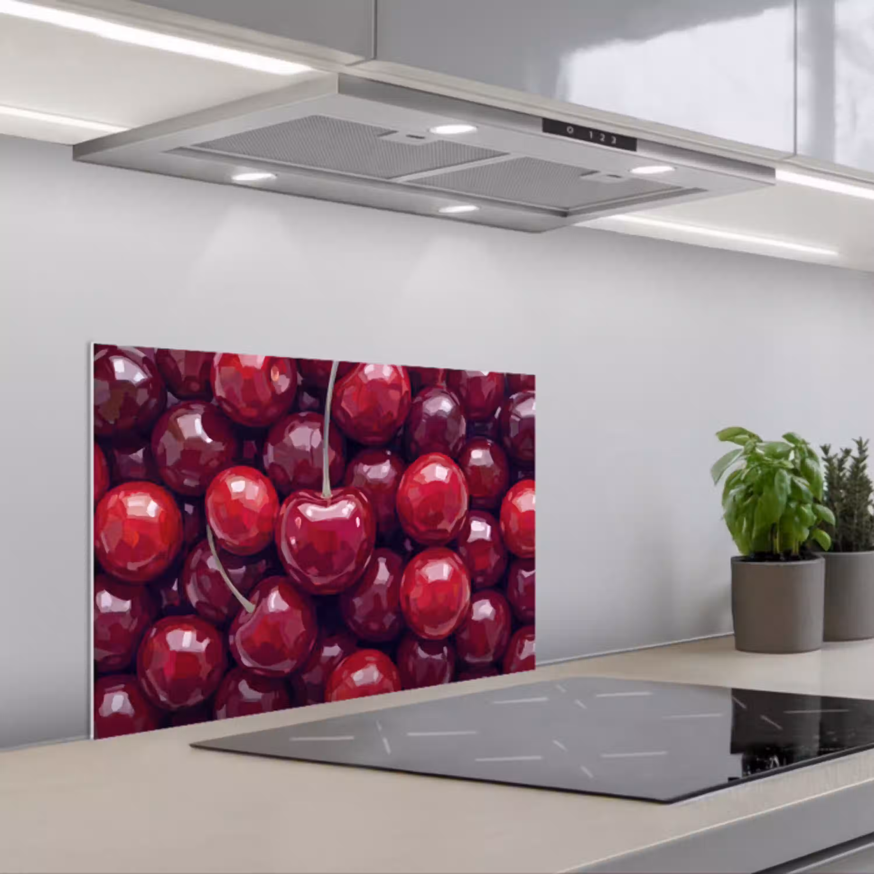 Fruit - Kersen - Eten - Modern - Rood keuken achterwand spatscherm klein -3d_schuin
