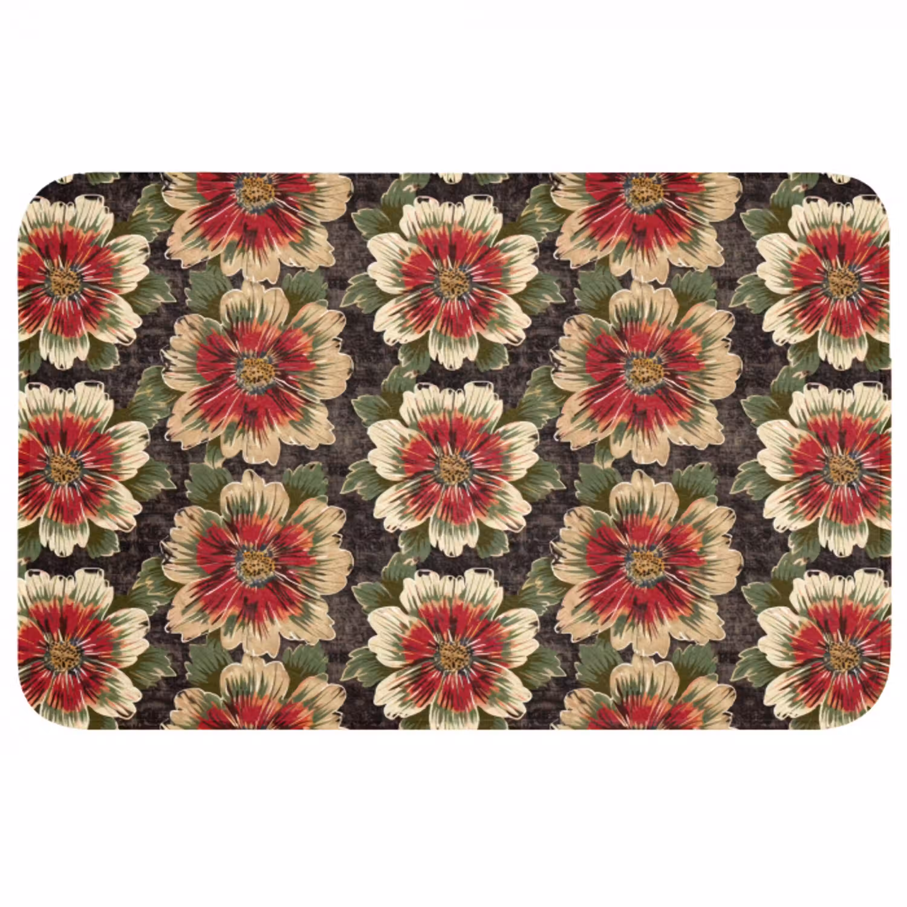Bloemen - Klassiek - Patroon - Rood Badmat middel 997 -3d