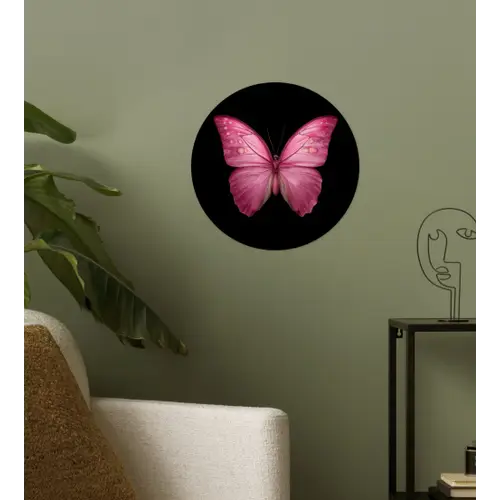 Vlinder - roze - Elegant Wandcirkel behangsticker klein -sfeer2