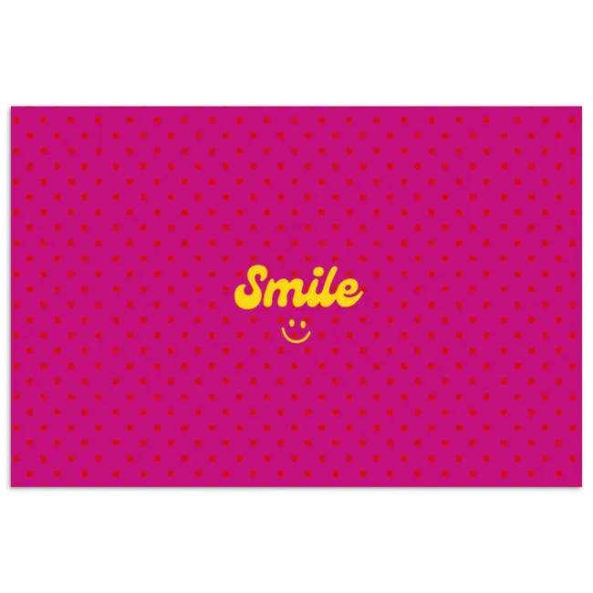 Poster - Smile - Stippen - Geel - Smiley - Roze