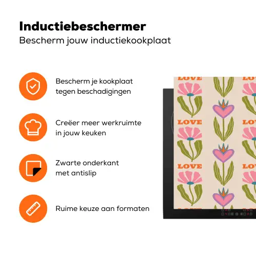 Love - Patroon - Bloemen - Hartjes Inductie beschermer vinyl 3mm klein 276 -zzzzzzz-td-ups