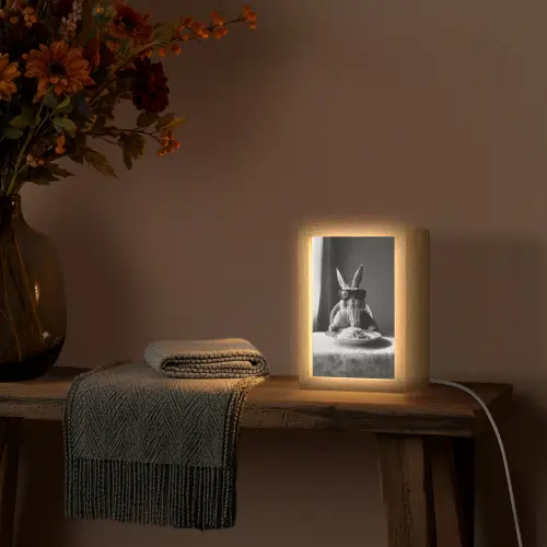 Konijn - Bunny - Zonnebril - Tafelkleed - Pasta - Schattig Light Box met kabel (Tafellamp) klein -sfeer4