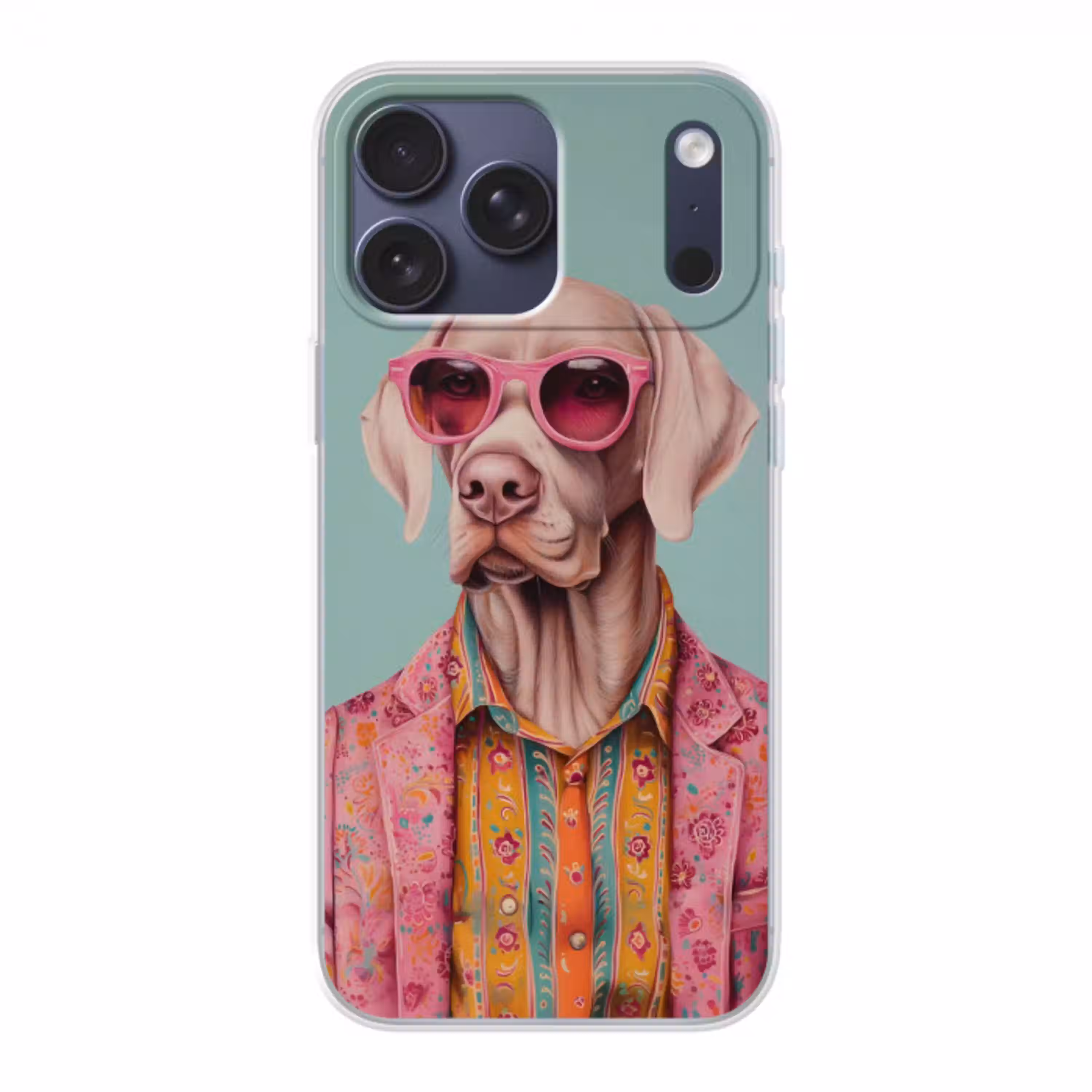 Hond - Overhemd - Bloemen - Bril Telefoonhoesje iPhone 17 Pro Max klein -3d