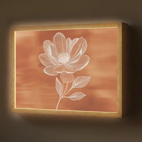 Bloem - Minimalistisch - Wit Light Box met batterij (Wandlamp) middel -z3d_website