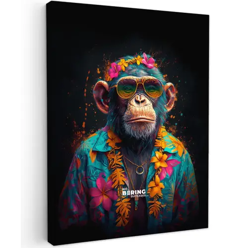 Chimpansee met Hawaii blouse canvas 2cm klein -z3d