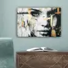 Portret - Vrouw - Penseelstreken - Goud canvas 2cm klein -sfeer4