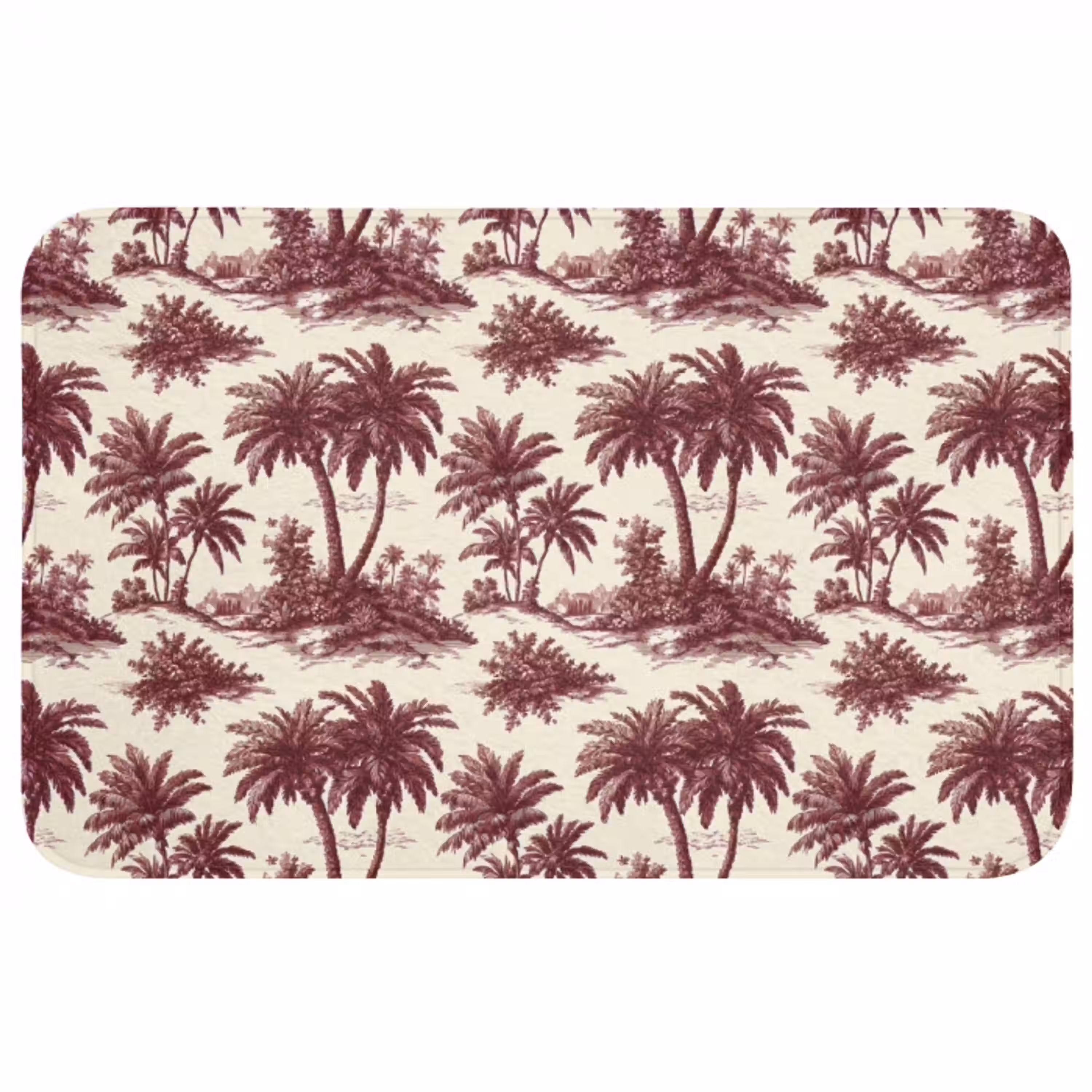 Tropisch - Geometrisch - Bordeauxrood WCmat middel 1009 -3d