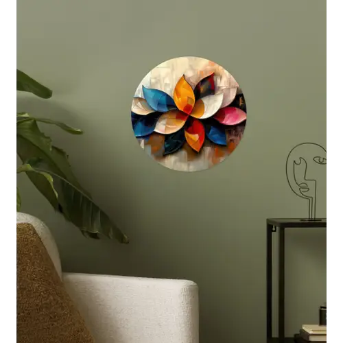 Bloem - Abstract - Kleurrijk - Bladeren Wandcirkel behangsticker klein -sfeer2
