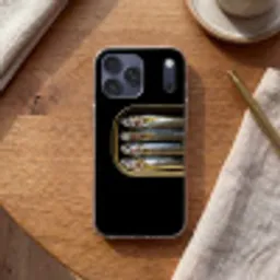 Sardines - Blik - Zwart - Vissen Telefoonhoesje iPhone 17 Pro Max klein -sfeer1