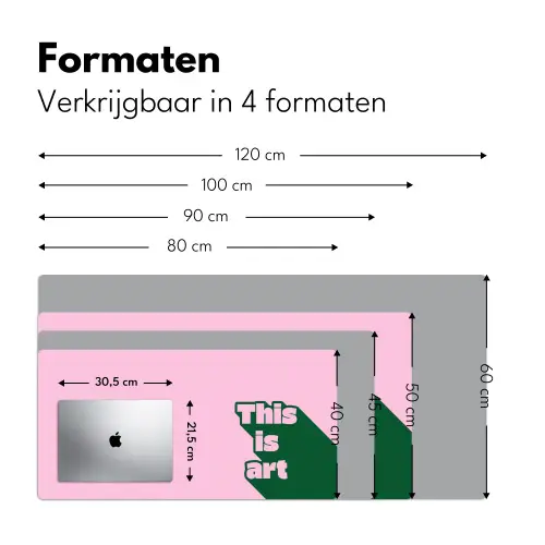 Groen - Teskt - This is art - Roze Muismat XXL klein -sfeer5