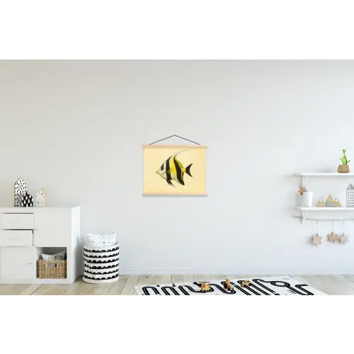 Vis - Sierlijk - Rugvin - Geel textielposter latten blank klein -kinderkamer