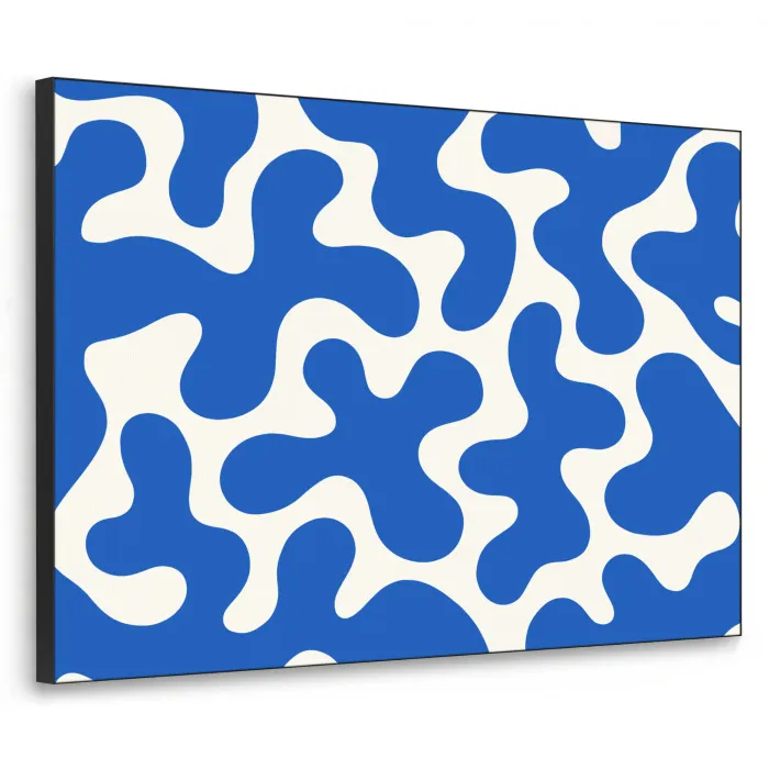 Vormen - Abstract - Blauw - Golven Textielframe zwart klein -3d