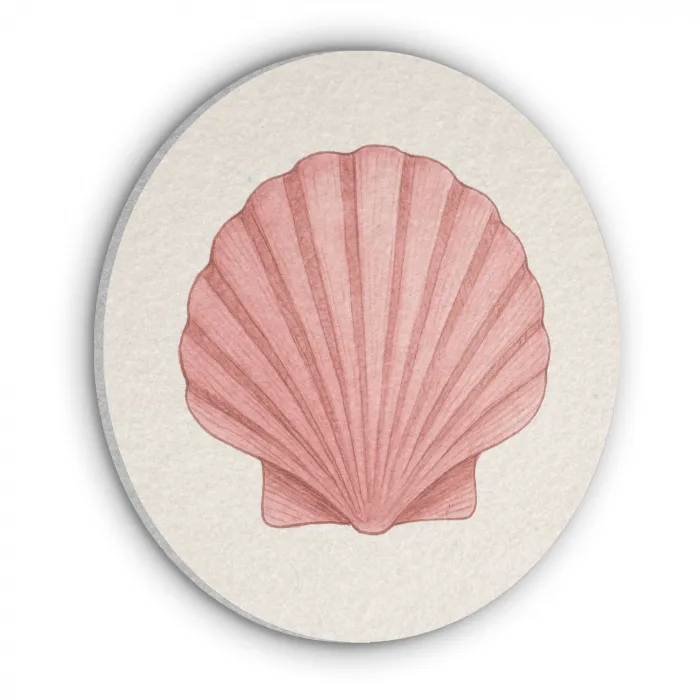Schelp - Roze - Ribbels Akoestische PET Vilt - Rond klein -3d