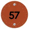 Roestbruin met stippen - Traditioneel Naambord Rond klein -3d