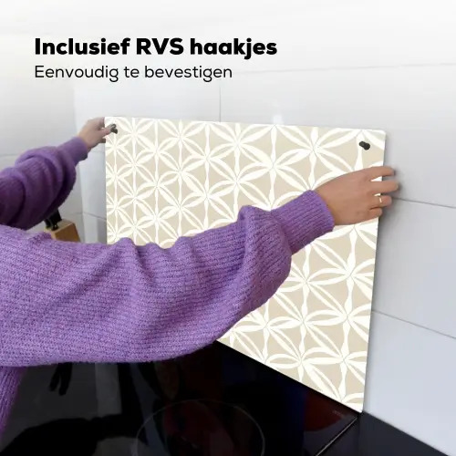 Motief - Modern - Beige Inductie beschemer met haakjes klein 777 -ky-ophangen-nl