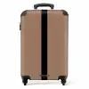 Minimal - Warm bruin met zwarte streep NBS - Handbagage koffer - Unisex middel -productfoto_recht