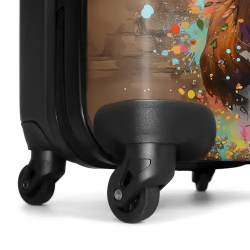 Graffiti koe met kleurrijke bloemen NBS - Handbagage koffer - Kinderen Unisex middel -wiel