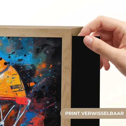Graffiti - Basketbal - Sport - Zwart - Street art Light Box met batterij (Wandlamp) middel -USP_websiteprintNL